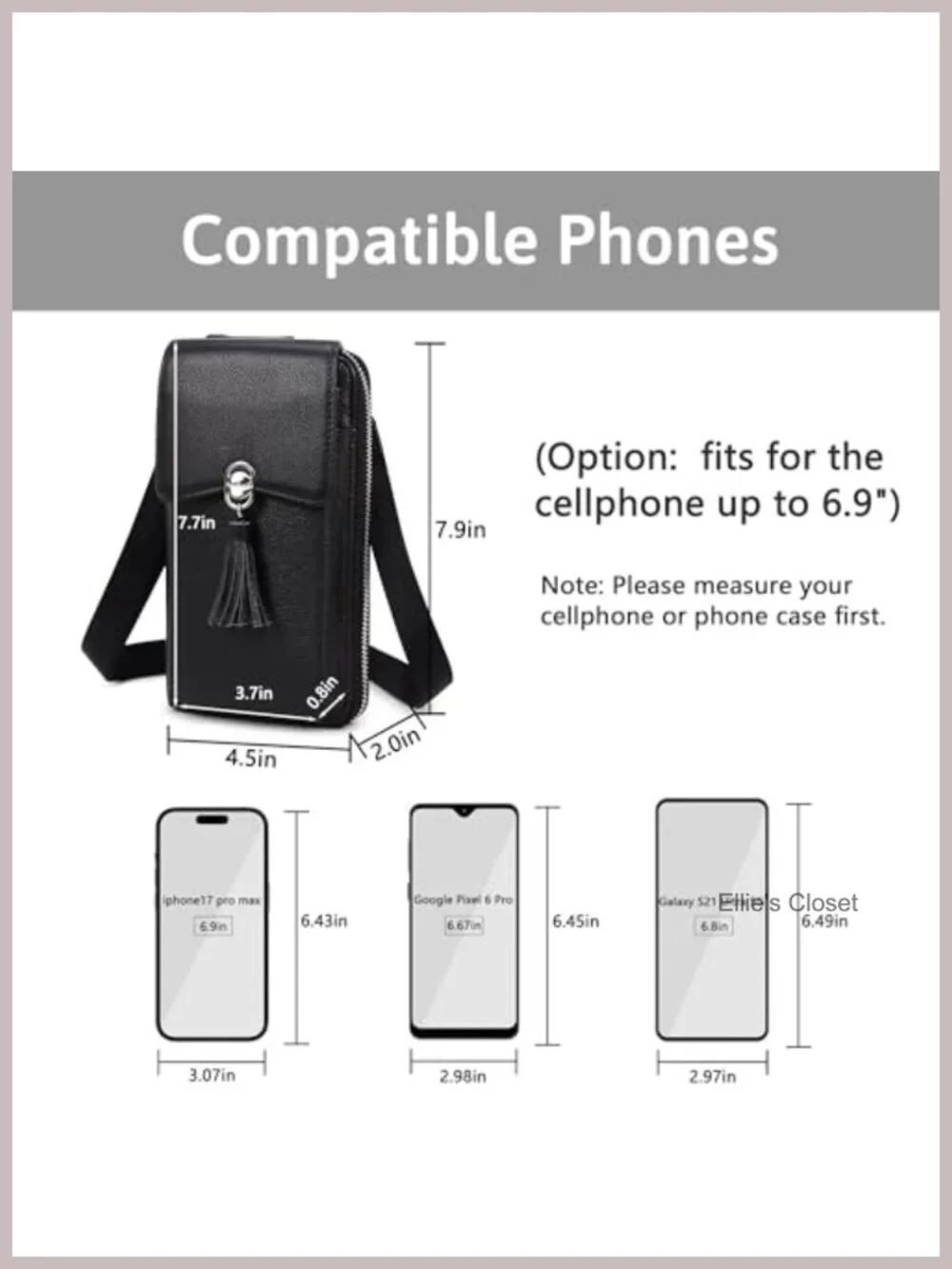 Genuine Leather Small Crossbody Bag RFID Blocking Phone Purse Wallet Adjustable